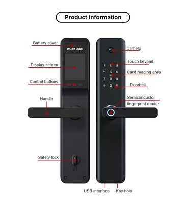 WiFiのカメラ/TuyaのAppが付いている電子生物測定の指紋のドア ロックのアルミ合金