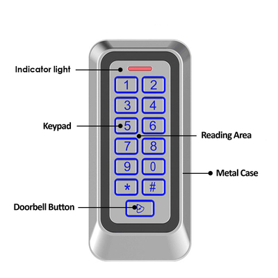 メタルケース アウトドア Ip67 EM/MF カード アクセス コントロール バックライトキーボード